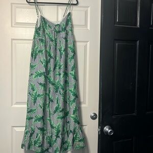 Black/white stripe tobacco leaf dress